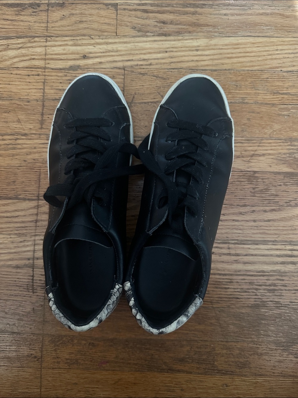 Banana Republic Black Lace-Up Sneakers with Snakeskin Heel